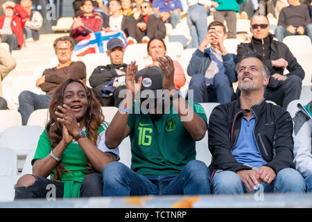 Reims, France. 8 juin, 2019. Partisans (Nigéria) lors de la Coupe du Monde féminine de la fifa France 2019 match du groupe A entre la Norvège 3-0 Nigeria au stade Auguste Delaune à Reims, France, le 8 juin, 2019. Credit : Maurizio Borsari/AFLO/Alamy Live News Banque D'Images
