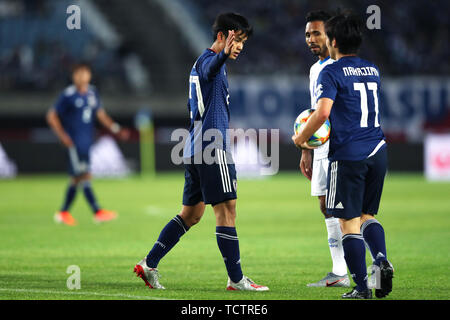 Miyagi, au Japon. 9 juin, 2019. Takefusa Kubo, Shoya Nakajima (JPN) Football/soccer : Kirin Challenge Cup match amical entre le Japon 2-0 El Salvador à Hitomebore Stadium de Miyagi, Japon . Credit : Kenichi Arai/AFLO/Alamy Live News Banque D'Images