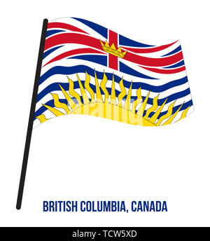 La Colombie-Britannique Drapeaux Vector Illustration sur fond blanc. Drapeau provinces du Canada. Bonne taille, de proportions et de couleurs. Banque D'Images
