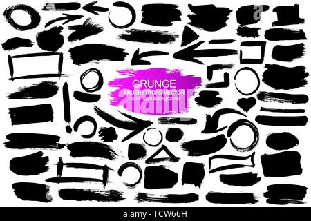 Grande collection de grunge éléments. Vector background isolé sur fond blanc. La peinture et les traits d'encre pour votre conception. Illustration de Vecteur
