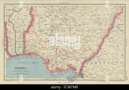 Le NIGERIA. Dahomey (Bénin) Fernando Po/Bioko. BARTHOLOMEW 1947 old vintage map Banque D'Images