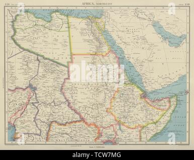 Nord-est de l'Afrique. La Libye Egypte Ethiopie Somalie Soudan Tchad. BARTHOLOMEW 1947 map Banque D'Images