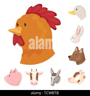 Ferme de vecteur conception et la tête d'un logo. Jeu de ferme et d'illustration vectorielle stock fait maison. Illustration de Vecteur