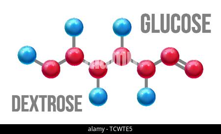 Dextrose Glucose modèle moléculaire Structure Vector Illustration de Vecteur