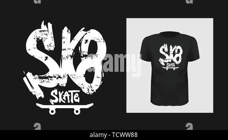 Tshirt sk8 slogan design. T shirt soumission imprimer avec une phrase skate board. Modèle vectoriel en lettres modernes Illustration de Vecteur