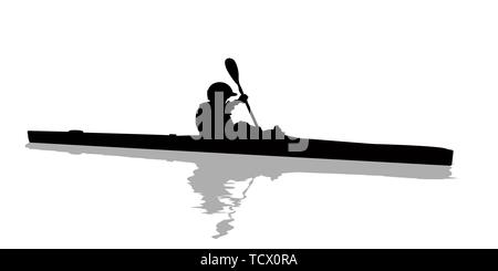 Silhouette sportif Kayak sur fond blanc Illustration de Vecteur