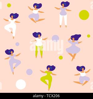 Schéma des danseuses. Les femmes qui exécutent la danse à l'école, studio. Des personnages féminins. Groupe de jeunes professionnels de la danse. Smiling young women enjoying dance party. Illustration de Vecteur