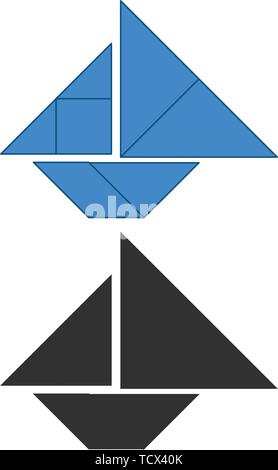 Running Man Tangram. Dissection traditionnelle chinoise, sept pièces de puzzle carrelage - figures géométriques : triangles, carrés rhombus , parallélogramme. Conseil g Illustration de Vecteur