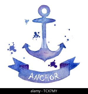 D'aquarelle avec du ruban et des lettres à la main. Illustration de Vecteur