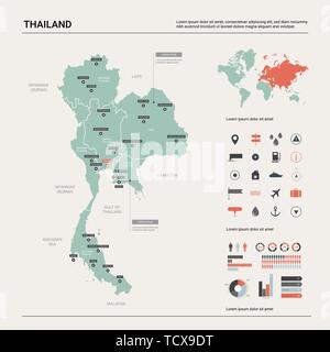 Carte Politique De La Thaïlande Avec Bangkok Capitale Et Les