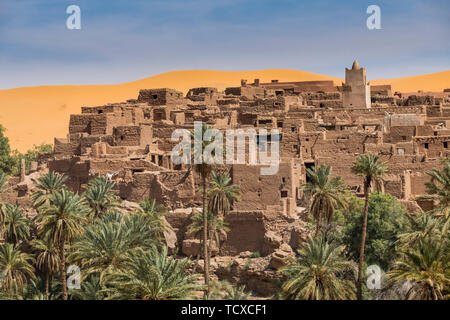 Vue sur l'Oasis de Taghit, ouest de l'Algérie, l'Afrique du Nord, Afrique Banque D'Images