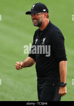 Manager de Liverpool, Jurgen Klopp - formation de Liverpool dans le stade de l'avant de Wanda Metropolitano finale demain, Tottenham Hotspur v Liverpool, l'UEFA Champions League, Wanda Metropolitano Stadium, Madrid - 31 mai 2019 Banque D'Images