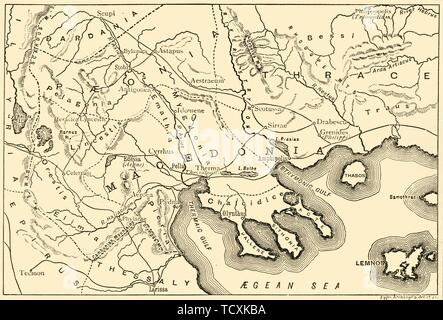 'Map de Macédoine et de la districts adjacents", 1890. Créateur : Inconnu. Banque D'Images