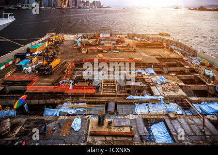 Site de construction et les toits de hong kong Banque D'Images
