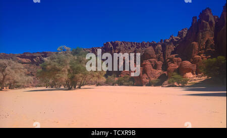 L'intérieur du panorama canyon aka Guelta d'Archei, à l'est l'Ennedi, Tchad Banque D'Images