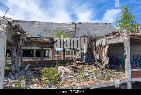 Detroit, Michigan - Les ruines de l'ancienne usine Packard. Ouvert en 1903, les 3,5 millions de pieds carrés usine emploie 40 000 travailleurs avant de fermer en 19 Banque D'Images