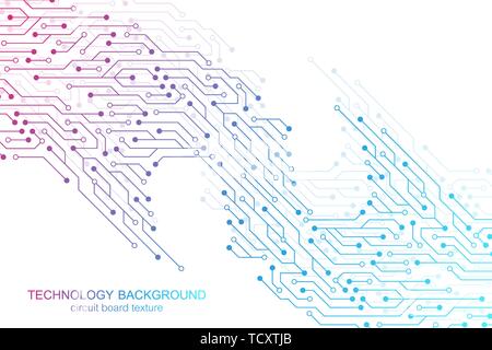 Carte mère avec la carte de circuit imprimé de fond vecteur d'éléments électroniques. Texture électronique pour l'informatique, l'ingénierie concept Illustration de Vecteur