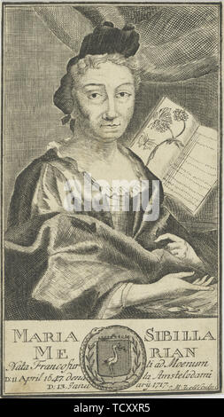 Portrait de Maria Sibylla Merian (1647-1717), 1755. Organisateur : anonyme. Banque D'Images