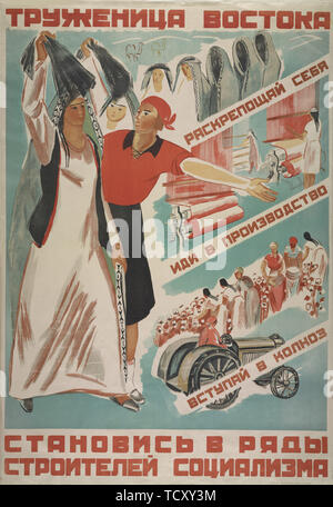 Travailleur de l'Orient, rejoindre les rangs des constructeurs du socialisme, 1930. Organisateur : Voron, Maria Alexandrovna (1904-1935). Banque D'Images