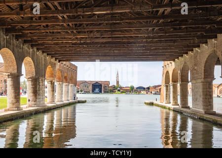 Venise Italie - 25 mai 2019 : vue panoramique de Venise de l'Arsenale docks. Banque D'Images