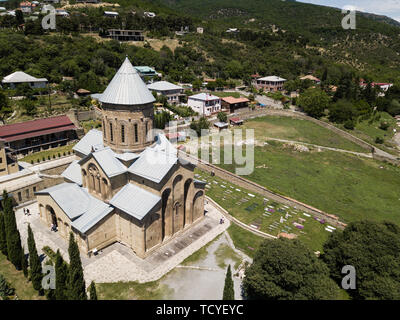 Vue aérienne de l'église de la Transfiguration. Monastère de Samtavro a vivant pilier et la particule des reliques des deux saints de la République 13 Fa Banque D'Images