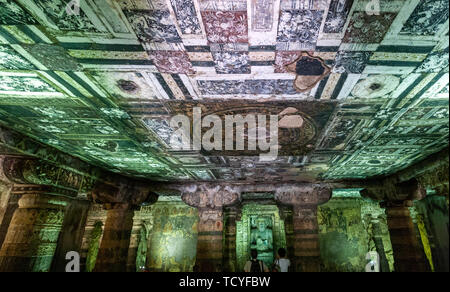 Cave, 2 grottes Ajanta Aurangabad, Maharashtra, Inde, état Banque D'Images