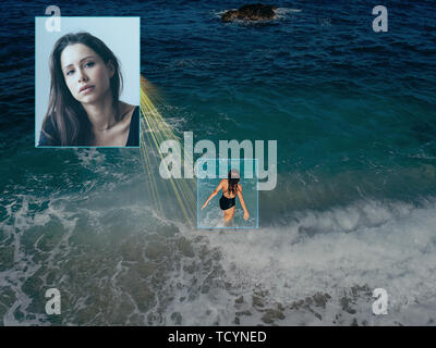 La reconnaissance faciale en photographie en utilisant l'intelligence artificielle Banque D'Images