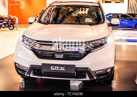 Bruxelles, Belgique, 20 janvier, 2019 : blanc toutes nouvelle Honda CR-V à Bruxelles Salon de l'automobile, crossover compact fabriqué par Honda Banque D'Images