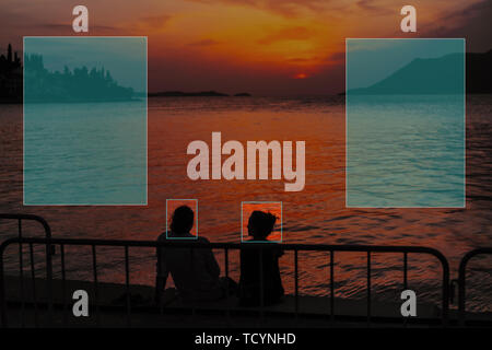 La reconnaissance faciale en photographie en utilisant l'intelligence artificielle Banque D'Images