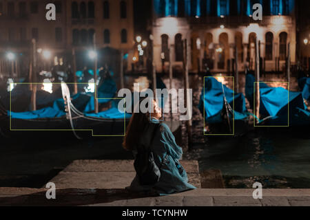 La reconnaissance faciale en photographie en utilisant l'intelligence artificielle Banque D'Images