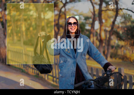 La reconnaissance faciale en photographie en utilisant l'intelligence artificielle Banque D'Images