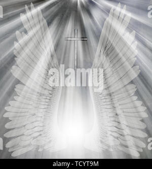 Ailes d'ange et sainte lumière brillante Banque D'Images