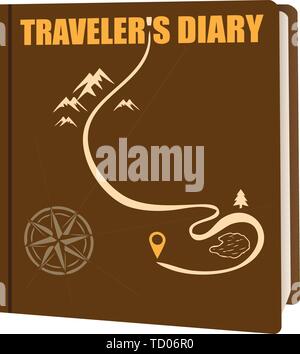 Traveler's Diary, le couvercle est décoré dans un format route Illustration de Vecteur