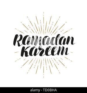 Ramadan Kareem, carte de vœux. Lettrage, vector illustration Illustration de Vecteur