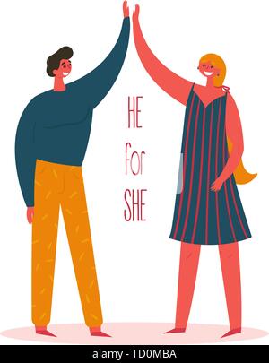 L'homme et de la femme. Il Heforshe pour elle mouvement mondial Illustration de Vecteur