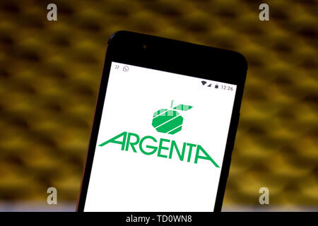 Le Brésil. 10 Juin, 2019. Sur cette photo, l'illustration a Argenta logo est affiché sur un smartphone. Credit : Rafael Henrique/SOPA Images/ZUMA/Alamy Fil Live News Banque D'Images