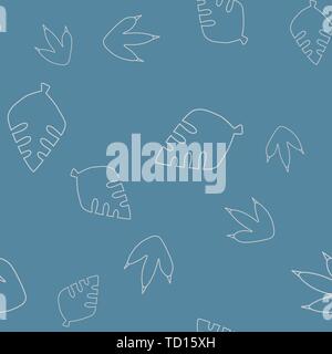 Profil de fluide contour des feuilles d'arbres anciens et empreinte de dinosaures. Isolé sur fond gris. Vector illustration. Illustration de Vecteur