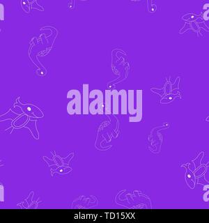 Profil de fluide contour des dinosaurus brachiosaurus et ptérodactyle. Isolé sur fond violet. Vector illustration. Illustration de Vecteur