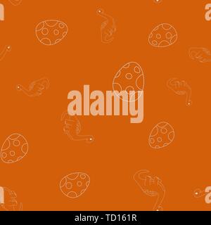 Profil de fluide contour des dinosaurus brachiosaurus et œufs tachetés. Isolé sur fond orange. Vector illustration. Illustration de Vecteur