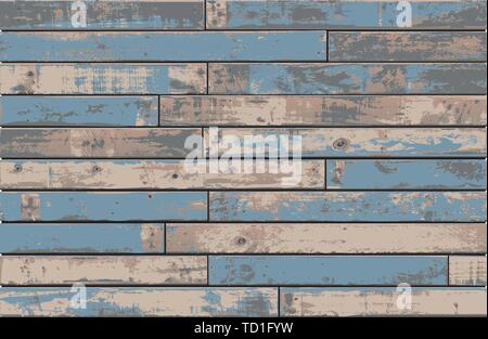 Vintage Blue Wooden Wall Background avec de vieux bois en difficulté - vecteur détaillées, regroupées et stratifiés, facile à éditer et modifier les couleurs EPS10 Illustration de Vecteur