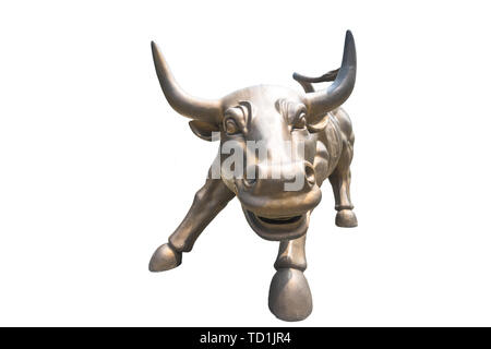 Blonze bull on white Banque D'Images