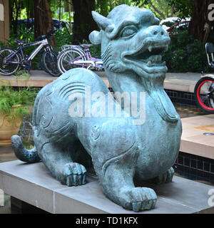 Animal mythologique chinois antique en pierre Banque D'Images