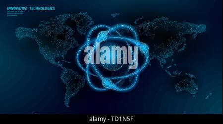 Soupir particules Atom sur carte du monde. Armes militaires nucléaires danger mondial. La défense de la sécurité d'alimentation atonique pays. Traité de la violence internationale bras nuke Illustration de Vecteur