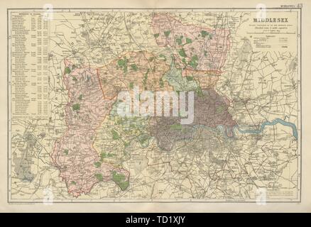 Le Comté de Middlesex INC LONDON.site.circonscriptions parlementaires.Chemins.BACON 1900 Banque D'Images