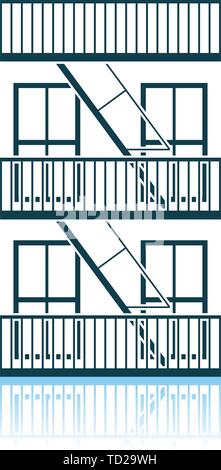 L'icône de l'échelle d'incendie de secours. Reflet de l'ombre. Vector Illustration. Illustration de Vecteur