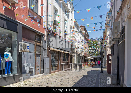 PLOVDIV, BULGARIE - 29 MAI 2019 : Pedestian rues au centre de ville de Plovdiv, Bulgarie Banque D'Images