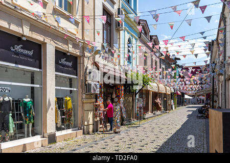 PLOVDIV, BULGARIE - 29 MAI 2019 : Pedestian rues au centre de ville de Plovdiv, Bulgarie Banque D'Images