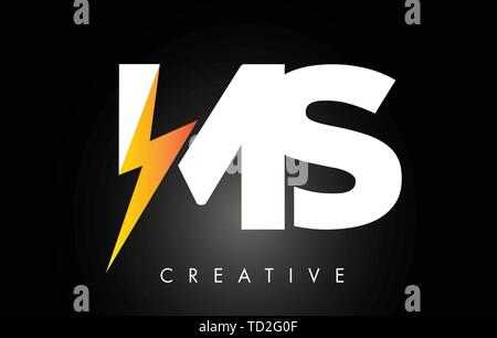 Mme Lettre Logo Design avec éclairage Thunder Bolt. Lettre vis électrique Illustration vectorielle du logo. Illustration de Vecteur