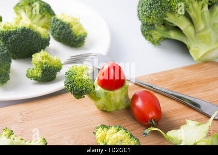 Chou-fleur, brocoli nom scientifique, également connu sous le nom de bleu de moutarde, le Brocoli, brocoli fleur. Banque D'Images