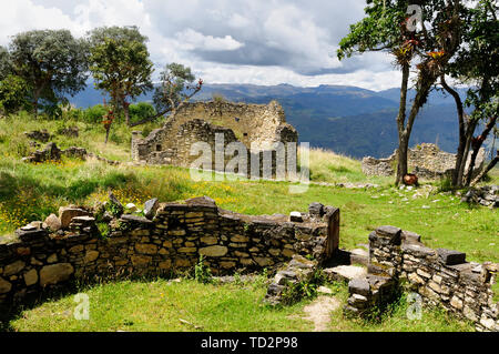 Pérou, Kuelap appariés sur grandeur seulement par le Machu Picchu, cette ville citadelle en ruine dans les montagnes près de Chachapoyas. Banque D'Images